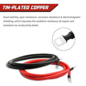 2 AWG Battery Cable 2AWG Gauge Pure Copper Battery Inverter Cables with 5/16 in Lugs Both Ends Power Inverter Wire Set for Automotive Solar Marine Boat RV Car Motorcycle Red and Black (5FT)