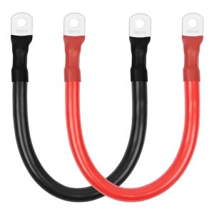 BESTEK 1/0 AWG Gauge Red and Black Battery Cables 5/16" in Lugs, 12 inch Pure Copper Power Inverter Cables for Solar, RV, Car, Boat, (Positive and Negetive)
