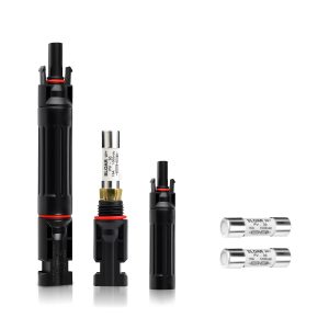 15 Amp Solar Panel Fuse 1000V Solar in-Line Fuses Holder IP67 PV Panel String Fuses with Male and Female Connector，Waterproof Solar Fuse Connector，Solar Surge Protection Device（2-Pack）