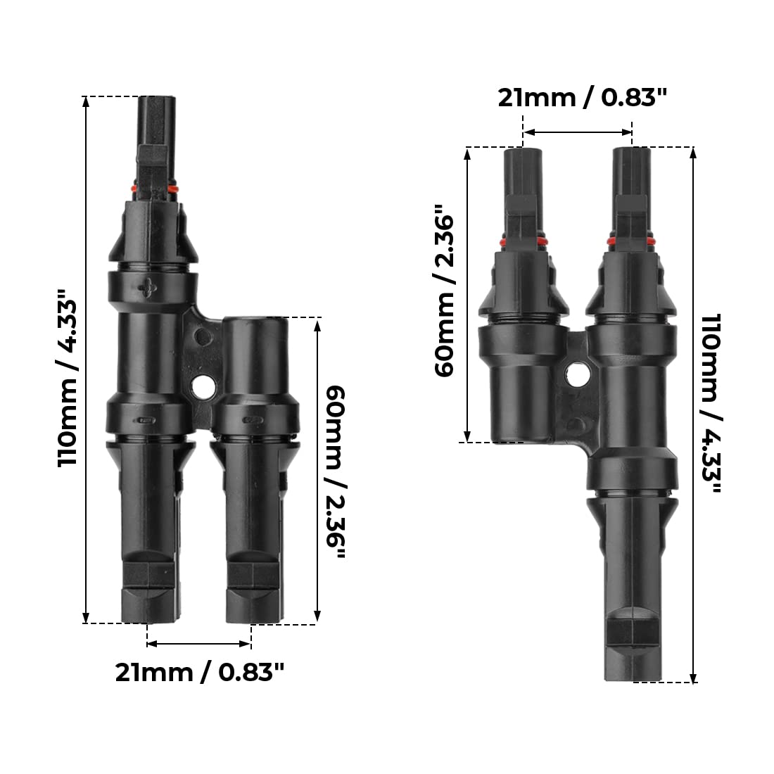 BougeRV Solar Branch Connectors Y Connector for Parallel Connection Between Solar Panels FMM+MFF (1 Pair) - Image 4
