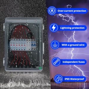 Solar PV Combiner Box, Transparent DC Combiner Box - 6-in-1 Design with IP65 Rating, 550V DC Breaker, and Advanced Lightning Protection for Residential and Commercial Solar Systems