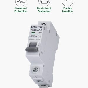 Chtaixi AC Miniature Circuit Breaker, 20 Amp 120V/240V 1 Pole DIN Rail Mount Circuit Breaker, Thermal Magnetic Trip, Solar AC Disconnect Switch MCB C20