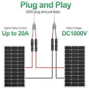 OYMSAE 30A Solar Connectors 2 Pairs - Waterproof Y Branch Parallel Adapter Cable Kit for Solar Panel