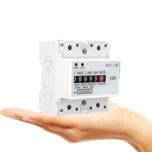 Electric Meter, KWh Meter, Single Phase 4P LED DIN-Rail Electricity Power Consumption Wattmeter Energy Meter, 10-40A