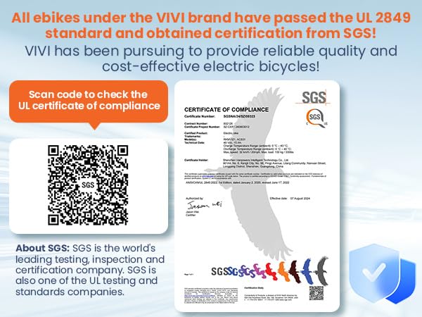 Vivi MT20UL Foldable Electric Bike 20" x3.0 Fat Tire Electric Bike with 48V 499.2WH Removable Battery, Peak 1000W, Up to 50 Miles EBike, 7-Speed, 21.7MPH, Cruise Control, SGS Certified to UL2849 - Image 8