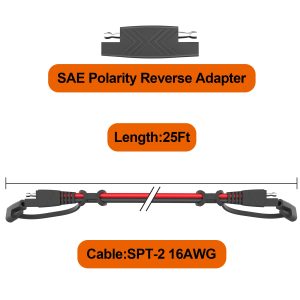 OYMSAE 25Feet SAE Extension Cable Quick Disconnect Connector 16AWG for Automotive, Solar Panel, Charging Adapter (25FT)