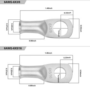 iGreely 6 Gauge 6 AWG Wire 10 Feet Black + 10 Feet Red Ultra Flexible Welding Battery Pure Copper Cable + 5pcs of 5/16" & 5pcs 3/8" Copper Cable Lug Terminal Connectors+Heat Shrink Tubing