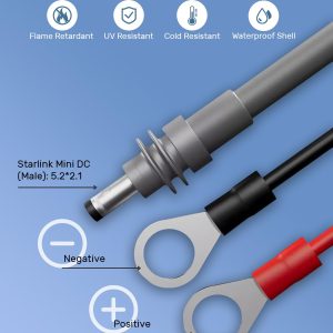 SegurVelo Starlink Mini O Ring to DC Connecters Extension Cable, 18AWG Starlink Mini Direct Battery Power Cable with ATC/ATO Fuse Holder, Weatherproof, Perfect for Off-Road, RV, or Marine Use (10FT)