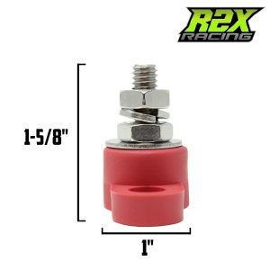 Battery Cable Junction Block with Stainless Steel Post - Red and Black Pair for Power and Ground - Made in The USA (3/8)