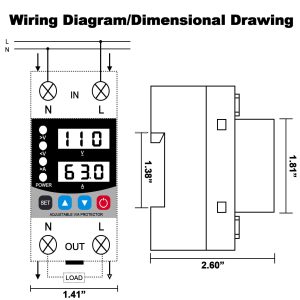 Smart Circuit Breaker with Energy Monitoring, Adjustable Voltage and Current Protection (1-63 Amp),AC Disconnect Current Adjustable Voltage Protector