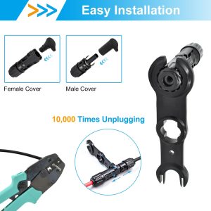 Slocable 8AWG Solar Panel Connector 10mm2, 1500V IP68 Waterproof 70A PV Plug Tinned Copper Pins,5 Pairs