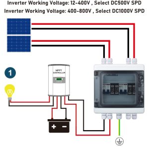 DIHOOL DC Disconnect Switch Box with PV Surge Protector, Solar Circuit Breaker, 40 Amp DC1000V 2 String 2 in 2 Out