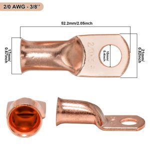 iGreely 2/0 AWG Battery Cable 2/0 Gauge Pure Copper Battery Cables with 3/8'' Heavy Duty Lugs for Solar Power Inverter Automotive RV Marine Boat,DIY for Replacement Parts & Accessories 1ft/30cm