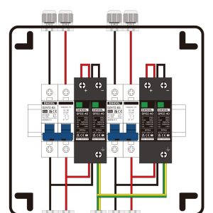 DIHOOL DC Disconnect Switch Box with PV Surge Protector, Solar Circuit Breaker, 40 Amp DC1000V 2 String 2 in 2 Out
