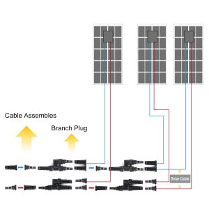 BougeRV Solar Branch Connectors Y Connector for Parallel Connection Between Solar Panels FMM+MFF (1 Pair)