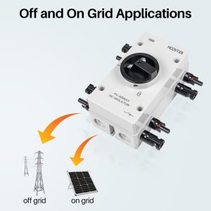 HCOVTXR Solar Disconnect Switch 32Amp 1000VDC,4 Pole Solar Isolator Switch with IP66 Waterproof Enclosure,DC Disconnect Switch for Solar Panel