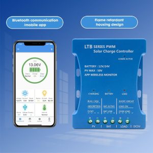 20A Solar Charge Controller 12V/24V Auto with APP Remote Monitoring PWM Solar Panel Regulator for LiFePO4/Lithium/Lead-Acid Batteries & USB 5V/1.5A Output | 7 Protections & Timer Settings