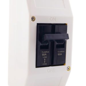 Unit Mount Circuit Breaker, THQC2150WL 2P 50 Amp Breaker, Molded Case Circuit Breaker Feed-Thru, 120/240VAC, Standard