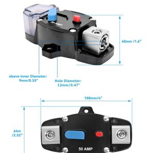 BULVACK 100 Amp Circuit Breaker 12-48 Volt DC 100A Self Recovery Resettable High Amp Circuit Breaker with Manual Reset Button for Automotive RV Marine Boat Car Audio and Amps Protection