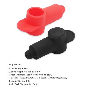 Recoil BTTP-38 Premium High Current 3/8” Feed-Thru Panel Battery Terminal Connectors with Silicone Terminal Covers, Red & Black Pair