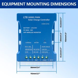 20A Solar Charge Controller 12V/24V Auto with APP Remote Monitoring PWM Solar Panel Regulator for LiFePO4/Lithium/Lead-Acid Batteries & USB 5V/1.5A Output | 7 Protections & Timer Settings