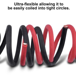 iGreely 1/0 AWG Gauge Wire 10 Ft Black + 10 Ft Red Battery Welding Pure Copper Ultra Flexible Cable + 5pcs of 5/16" & 5pcs 3/8" Copper Cable Lugs Terminal Connectors with Heat Shrink Tubing