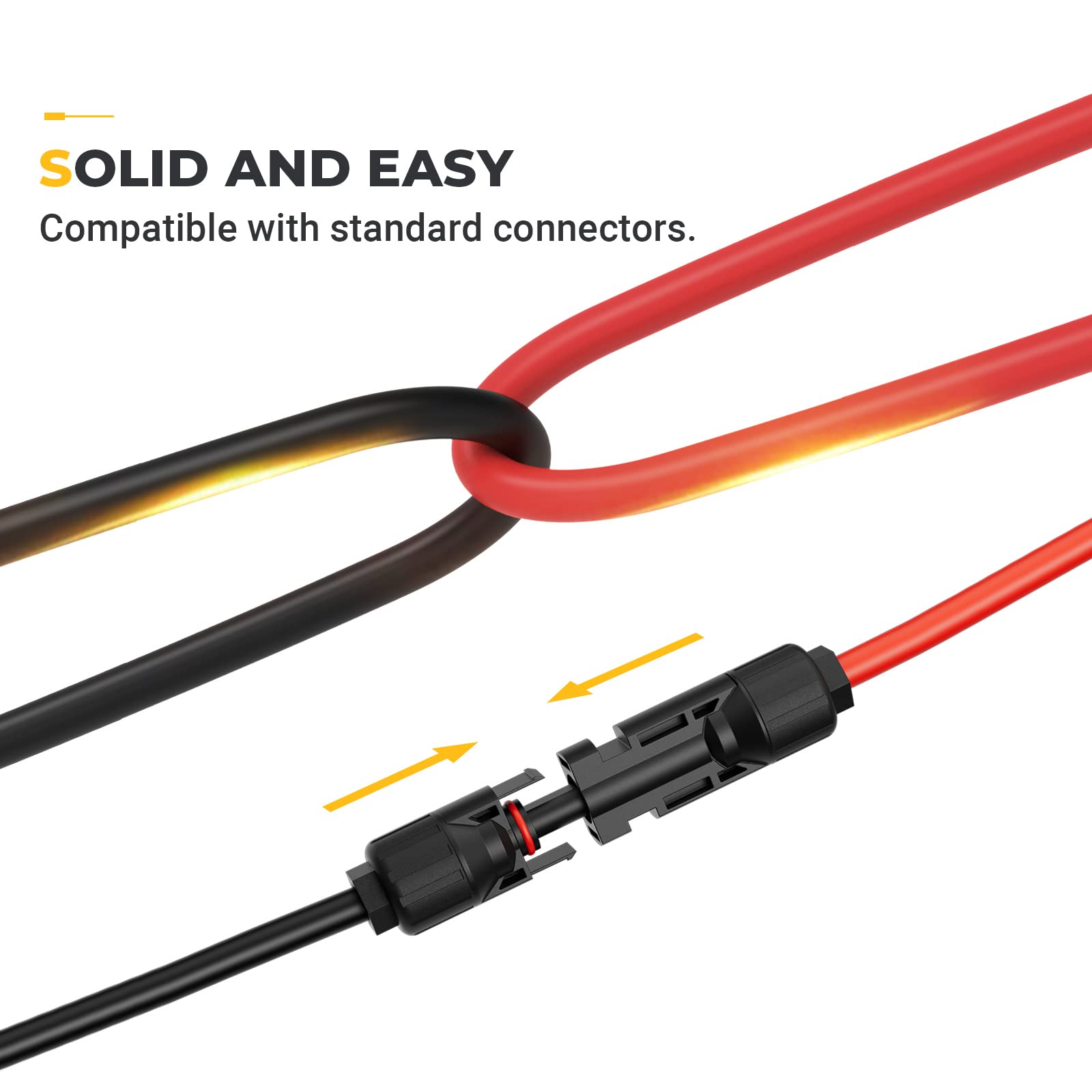 BougeRV 20 Feet 10AWG Solar Extension Cable with Female and Male Connector with Extra Pair of Connectors Solar Panel Adaptor Kit Tool (20FT Red + 20FT Black) - Image 4