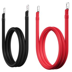 2 Gauge AWG Battery Cables 6 Ft Black+6 Ft Red, Pure Copper Power Inverter Wire Set with 3/8 in Lugs Both Ends,High Power Flexible&Durable for Automotive Solar Marine Boat RV Car Motorcycle-UL-Outdoor