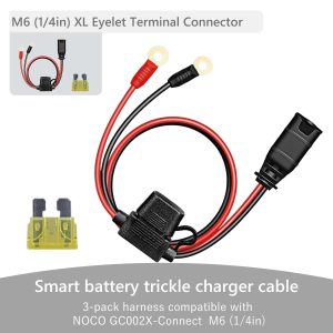 GC004 + GC002 X-Connect Fit for Noco Battery Charger Accessories,M6(1/4in) Eyelet Terminal Accessory for Genius Smart Battery Chargers Extension Cable