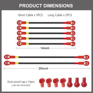 Golf Cart Battery Cables for EZGO TXT 1994-Up, 4 Gauge 7-Piece Pure Copper Wiring Kit with Insulated Terminals for 36V/48V - Heat, Corrosion & Weatherproof Resistant