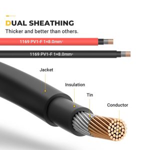 BougeRV 8 Feet 10AWG Solar Extension Cable, Controller to Battery Cable