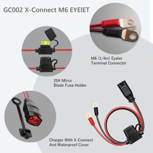 GC004 + GC002 X-Connect Fit for Noco Battery Charger Accessories,M6(1/4in) Eyelet Terminal Accessory for Genius Smart Battery Chargers Extension Cable