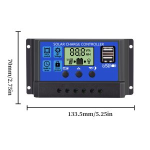[Upgraded] 30A Solar Charge Controller 12V/ 24V Solar Panel Charge Controller Intelligent Regulator with Dual USB Port Auto Parameter LCD Display and Timer Setting ON/Off Hours