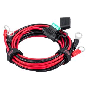 3/8" Ring Eyelet Terminal Battery Boost Cable Heavy-Duty 30A Fuse 12V/24V 12AWG Cord 10Ft