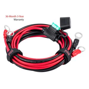 3/8" Ring Eyelet Terminal Battery Boost Cable Heavy-Duty 30A Fuse 12V/24V 12AWG Cord 10Ft