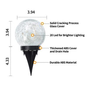 JKIMK Solar Globe Lights Outdoor Waterproof-Solar Balls Garden-Cracked Glass Ball Solar Lights Outdoor-Solar Orbs Outside-Outdoor Decorations Patio & Yard Lawn Backyard Decor (GUO-XBQ-5-5-5)