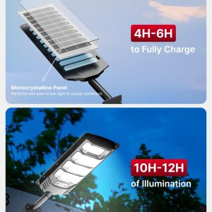 Eontim Solar Street Lights Outdoor, Wide-Angle LED Flood Light with Motion Sensor, Dusk-to-Dawn, Waterproof, Solar Powered Security Light for Yard, Driveway, Garage, Barn (4 Pack)