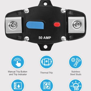 BULVACK 100 Amp Circuit Breaker 12-48 Volt DC 100A Self Recovery Resettable High Amp Circuit Breaker with Manual Reset Button for Automotive RV Marine Boat Car Audio and Amps Protection