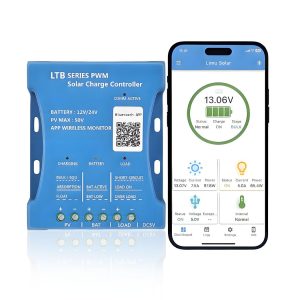20A Solar Charge Controller 12V/24V Auto with APP Remote Monitoring PWM Solar Panel Regulator for LiFePO4/Lithium/Lead-Acid Batteries & USB 5V/1.5A Output | 7 Protections & Timer Settings