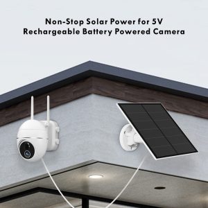 5W Solar Panel for Security Camera Outdoor, 5V USB Solar Panel Charger Compatible with Rechargeable Battery Powered Cam, IP65 Waterproof, 9.8ft Cable, 360° Adjustable Bracket