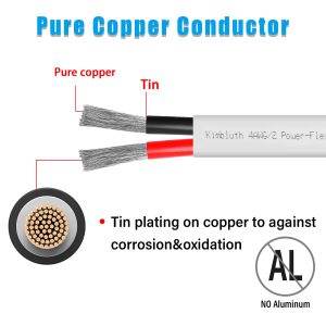 Kimbluth 8 Gauge Duplex Marine Wire Tinned Copper Boat Cable, 10ft 8 AWG Standard USA OFC Oxygen Free Copper Wire for Automotive Boat Speakers Solar Outdoors