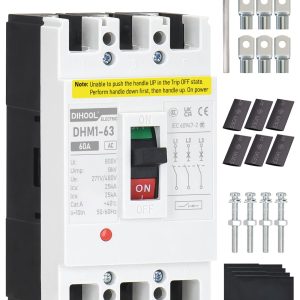 DIHOOL Industrial Miniature Circuit Breaker 3 Pole 60 Amp 277/480V AC, Thermal Magnetic Trip,AC Disconnect Switch MCB
