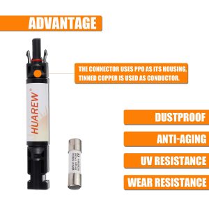 HUAREW 30A Solar Fuse Holder, IP67 Waterproof, Black, with Fuse