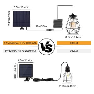 Ousam Led Solar Lights Outdoor, Solar Powered Shed Light Pendant Bulb Dusk to Dawn Extension Cable 9.8FT Waterproof for Indoor, Shed, Chicken Coop, Gazebo, Barn (Warm White)