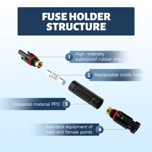 15 Amp Solar Panel Fuse 1000V Solar in-Line Fuses Holder IP67 PV Panel String Fuses with Male and Female Connector，Waterproof Solar Fuse Connector，Solar Surge Protection Device（2-Pack）