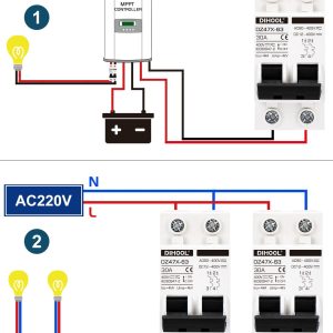 DIHOOL Solar Disconnect Switch, 30 Amp 2 Pole, DIN Rail Mount, Non Polarized, 12V 24V 48V 400V, AC/DC Circuit Breaker, RV Battery Isolator, PV Array MCB, Thermal Magnetic Trip