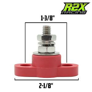 Battery Cable Junction Block with Stainless Steel Post - Red and Black Pair for Power and Ground - Made in The USA (3/8)