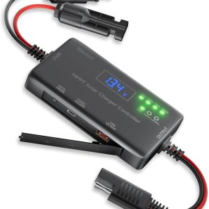 MPPT Solar Charge Controller 12V 10A, Solar Panel Charge Controller with Type-C and USB Output for Solar Panel and Gel, AGM, LiFePO₄ Battery