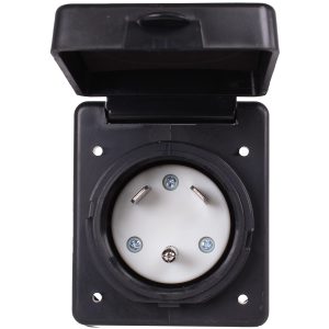 Journeyman-Pro RV TT-30 Flanged Inlet 30A 125 Volt, Straight Blade Generator Plug Locking Shore & Marine Power Receptacle Electrical Outlet/Socket, Black or White 30 Amp (TT-30 Straight Blade, Black)