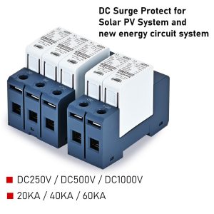 DC SPD Surge Protector for 100V-1000V PV Systems, 2-Pole 40kA T2 Level, Replaceable Module, Solar Panel Lightning Protection, Overvoltage Protection (250V)